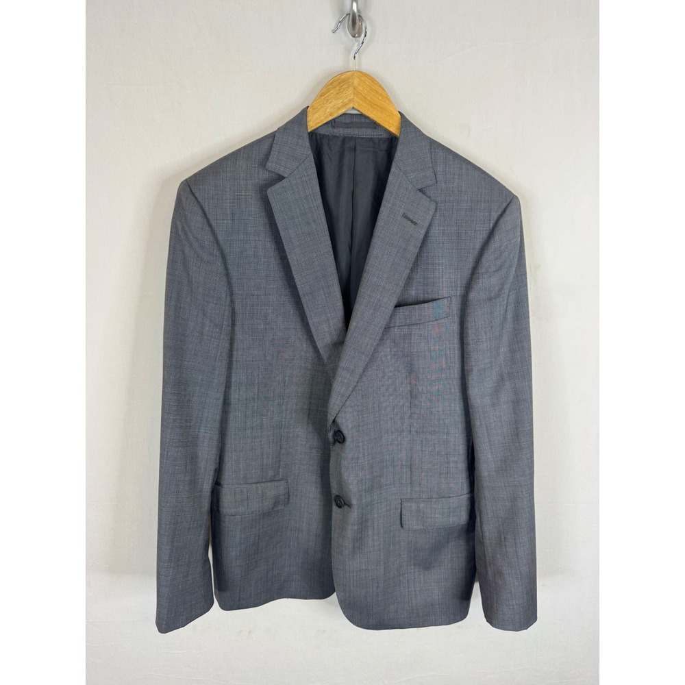 Z Zegna City Grey Wool Micro Check 2 Button Suit Jacket Blazer Size 40